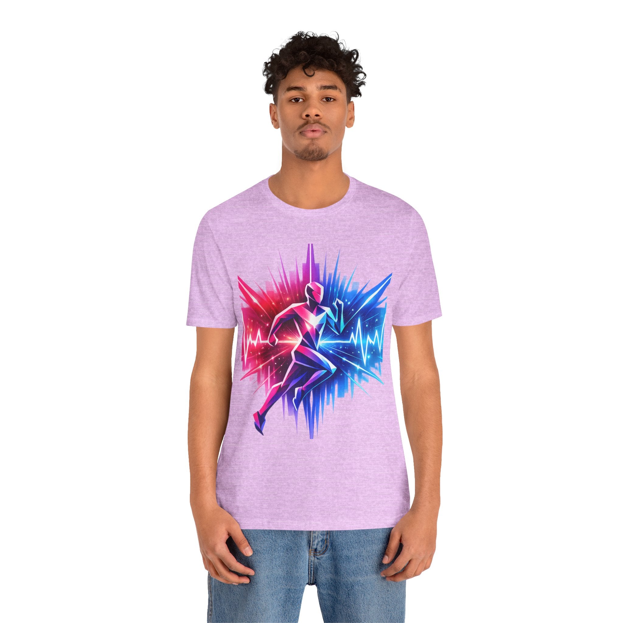 Power Runs Black PRB Running Pulse Graphic Tee — Neon Runner Heartbeat Sports T‑Shirt by Power Runs Black