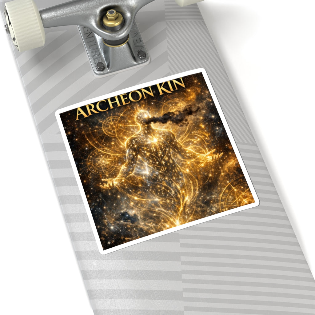 Power Runs Black PRB Archeon Kin Cosmic Spiritual Sticker — Golden Astral Figure Kiss-Cut by Printify