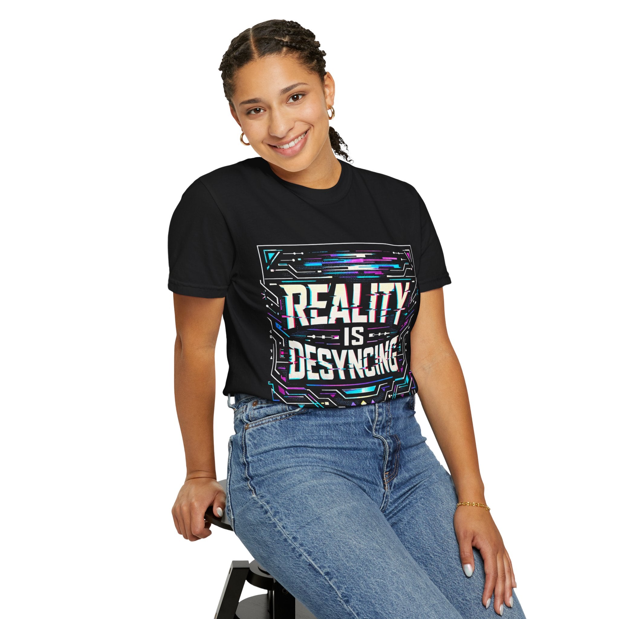 Power Runs Black PRB Glitchy Pastel "Reality Is Desyncing" T-Shirt by Power Runs Black