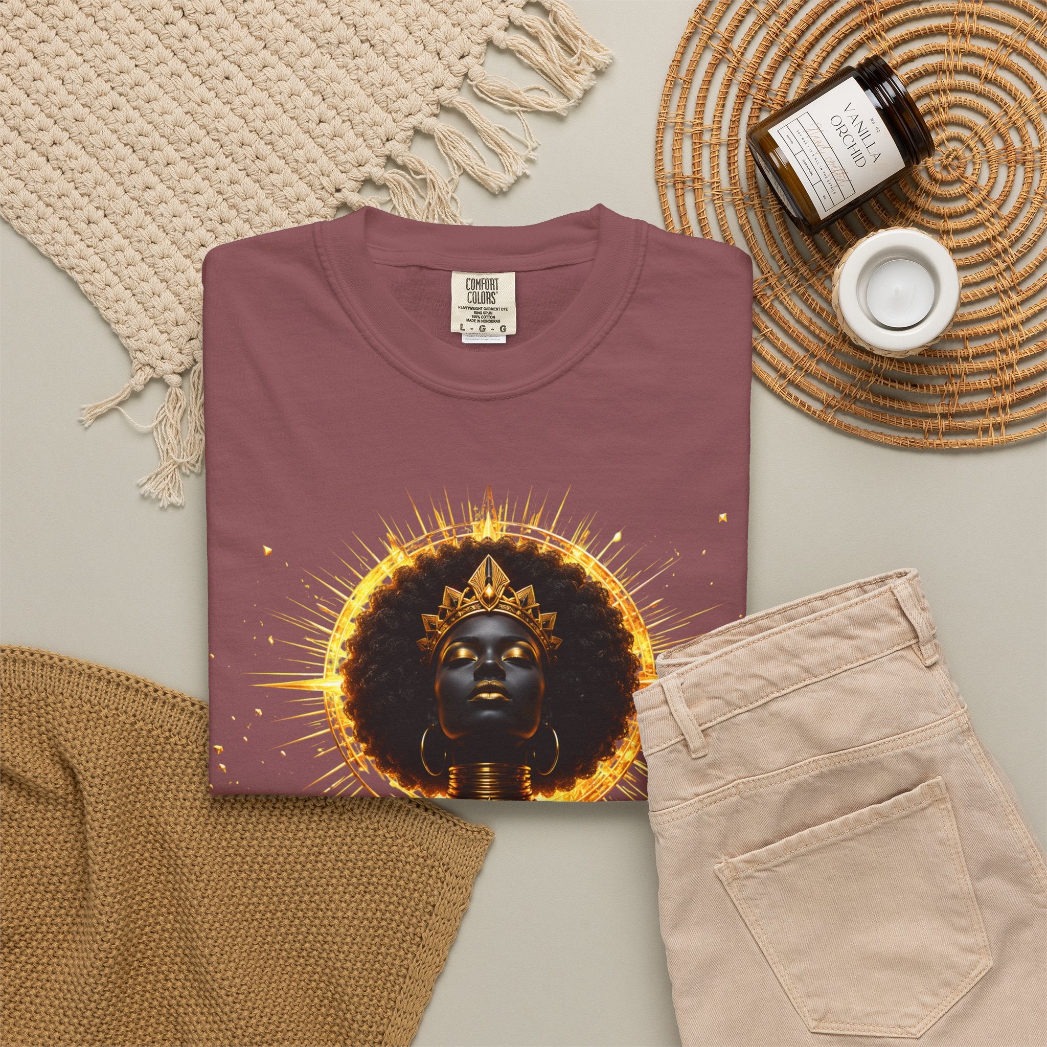Power Runs Black goddess illustration T-Shirt | Afrocentric black pride design by Power Runs Black