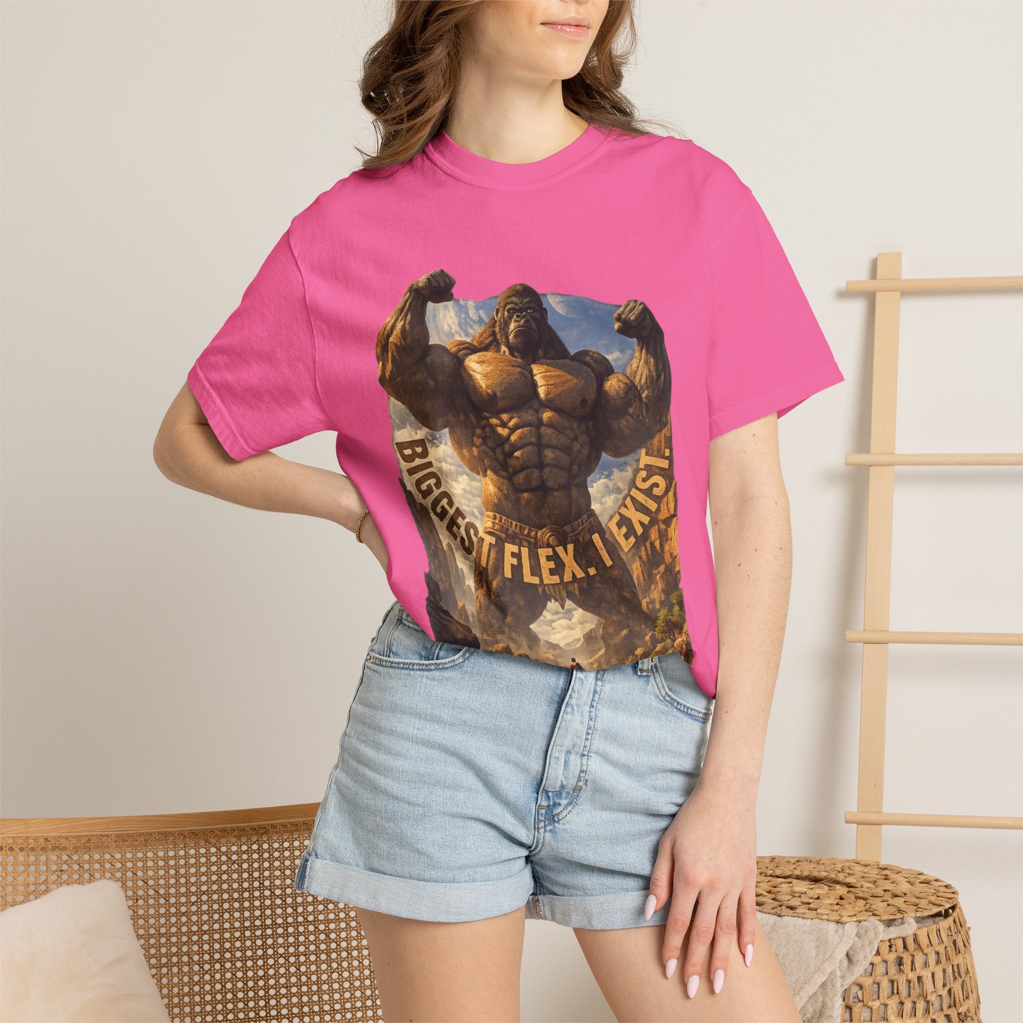 PRB Biggest Flex I Exist T-Shirt — Funny Muscle Gorilla Graphic Tee by Power Runs Black