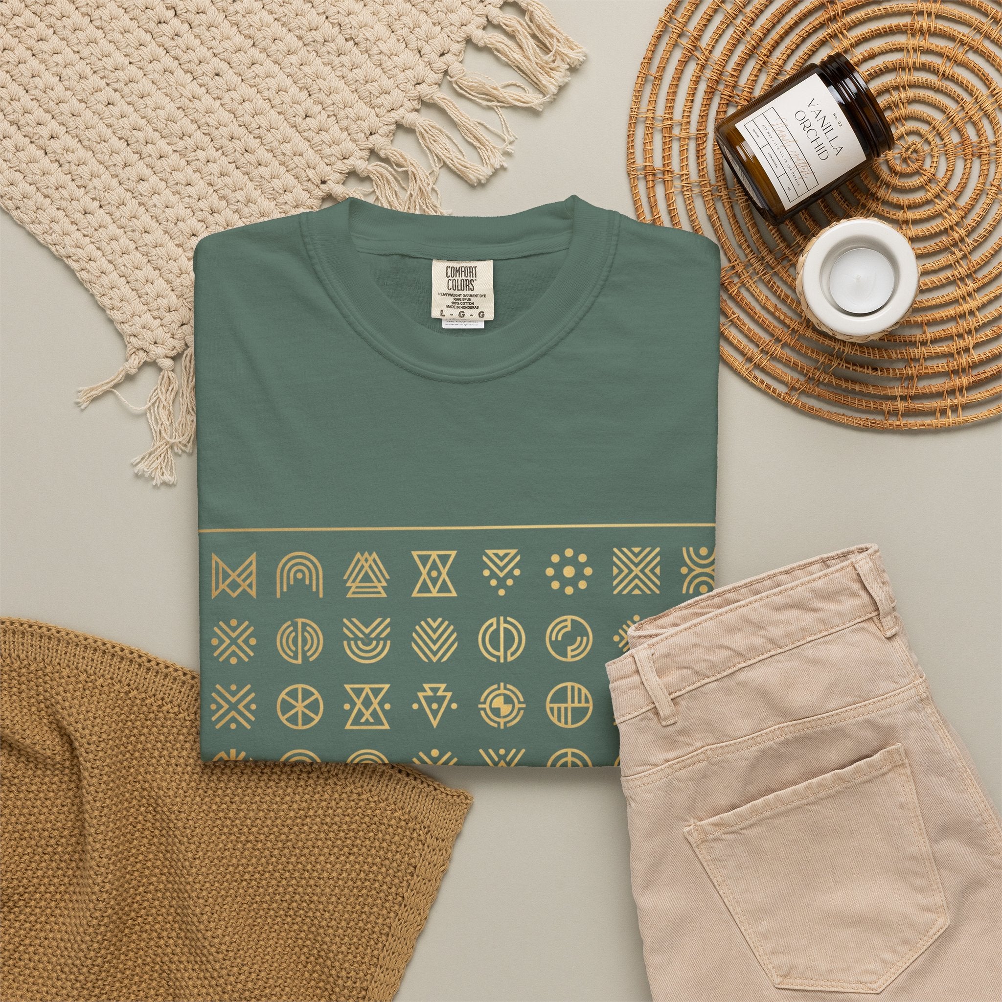 Power Runs Black PRB Symbol Grid T-Shirt — Minimal Gold Icon Graphic Tee by Printify