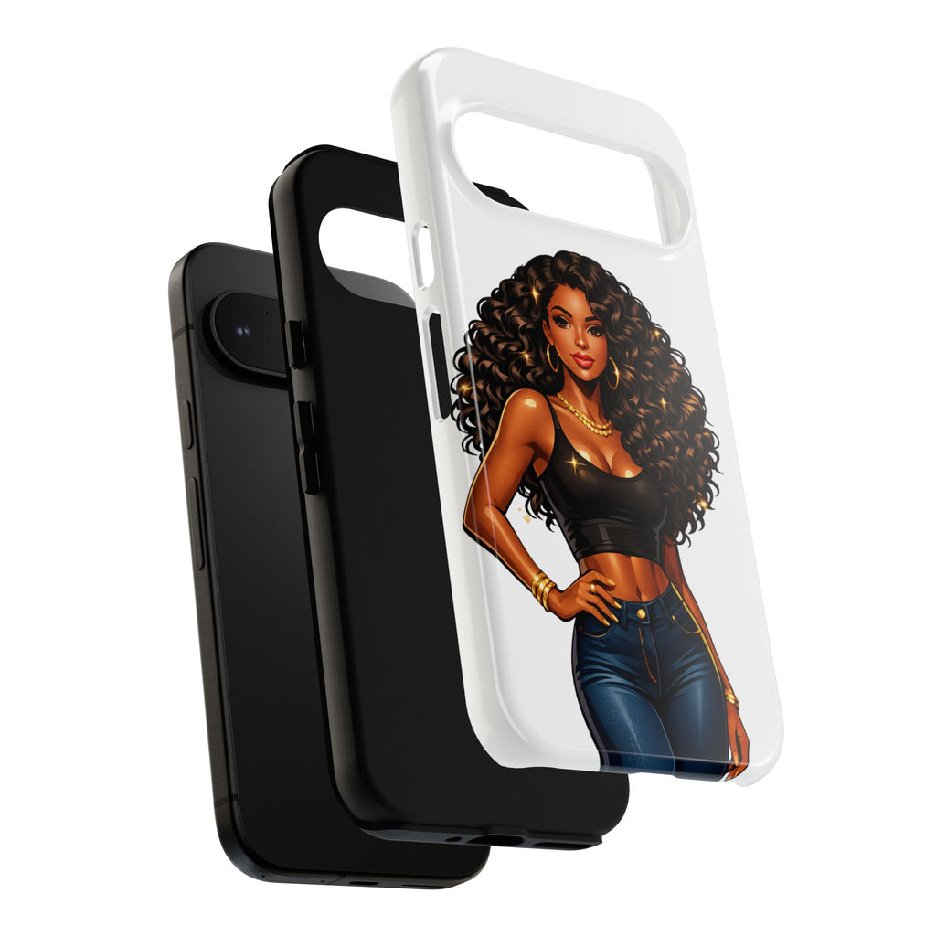 Pretty Rich Bitch by PRB Curly Hair Phone Case by Power Runs Black