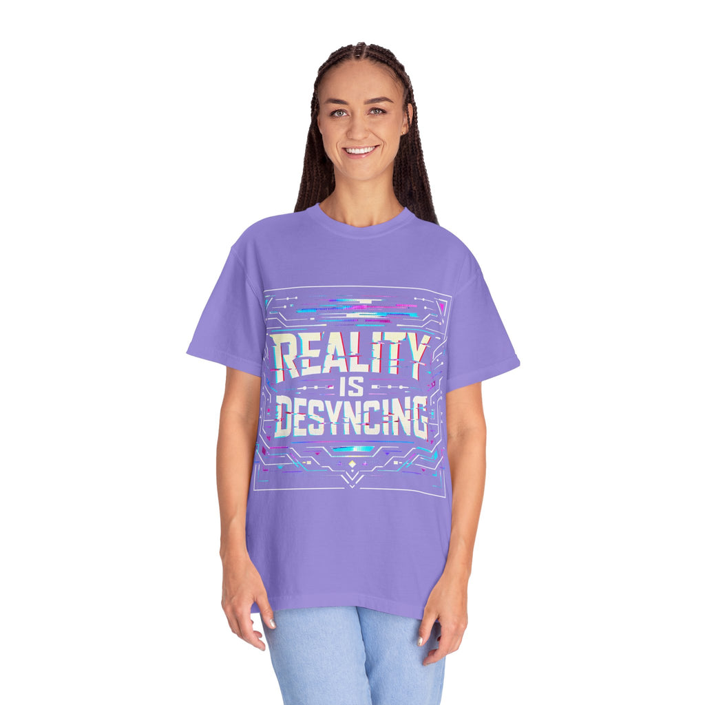 Power Runs Black PRB Glitchy Pastel "Reality Is Desyncing" T-Shirt by Printify