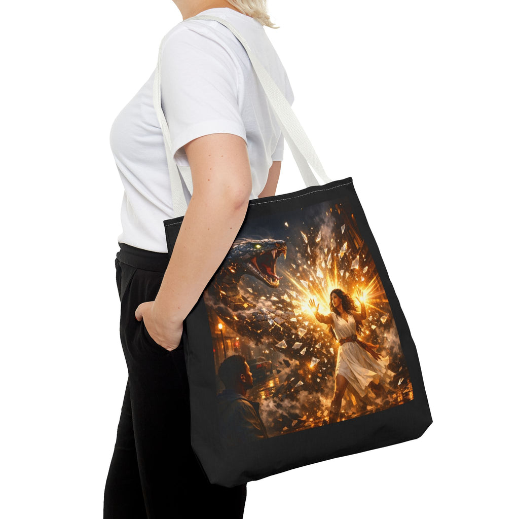 PRB Raging Serpent Burst tote bag | Fantasy serpent explosion art by Printify