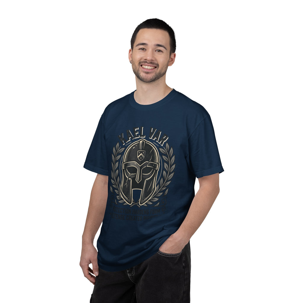 Power Runs Black PRB Kael Var Helmet Graphic T-Shirt — "Protection Hardens Form" Warrior Tee by Power Runs Black