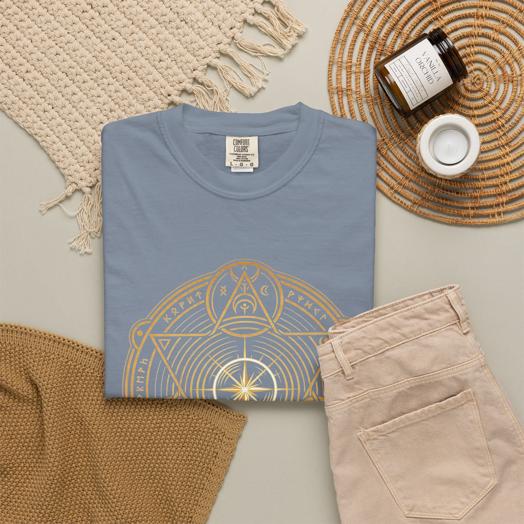 Power Runs Black PRB — Veyra Kain Geometric Sigil Tee with “Too Much Becomes Ruin” Graphic T-Shirt by Printify