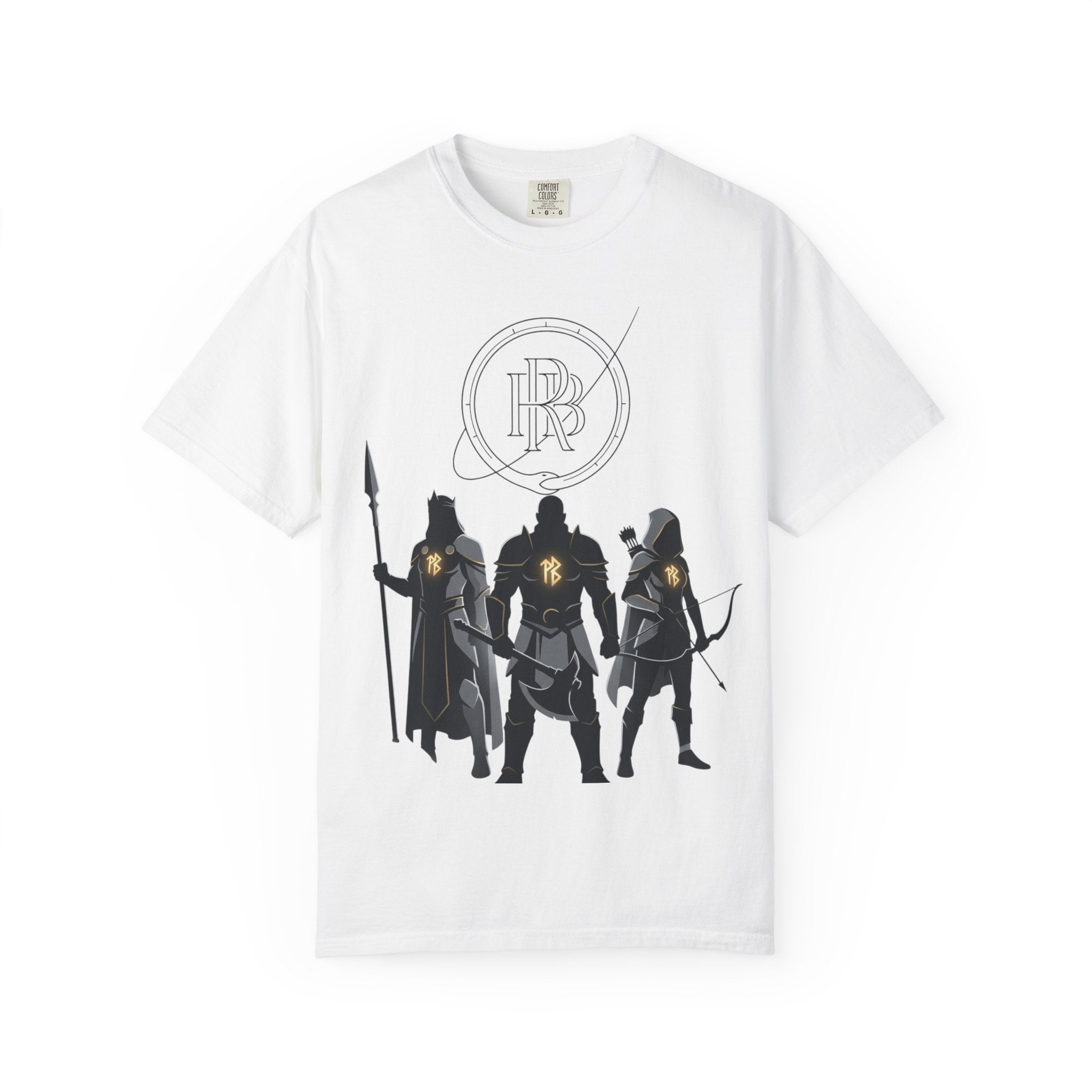 Printify PRB Fantasy Warrior Party T-Shirt — Knight, Archer & Spearfighter Silhouette Tee - T-Shirt