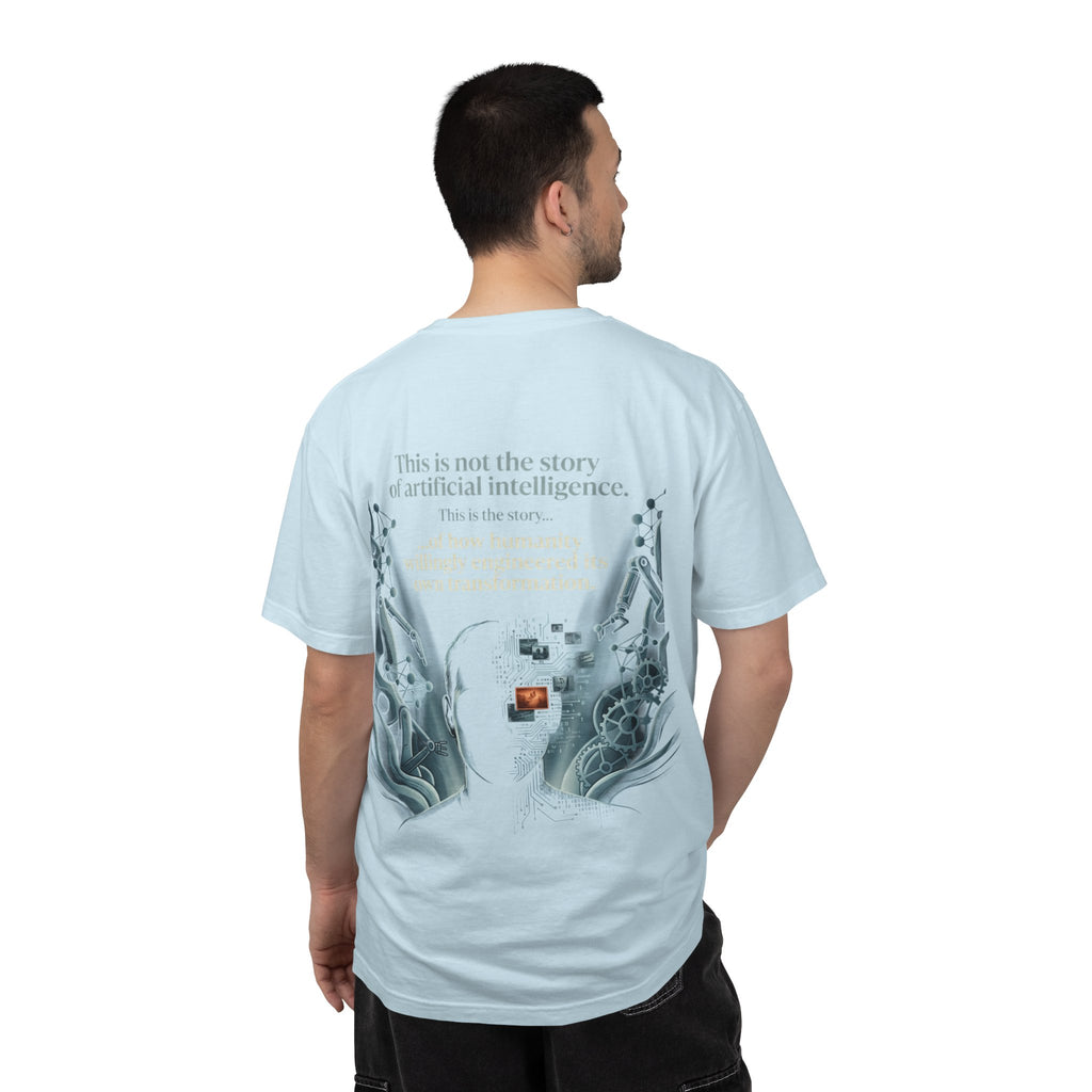 Power Runs Black AI Fusion Graphic T-Shirt — "The Core Age" Split Face Design by Power Runs Black