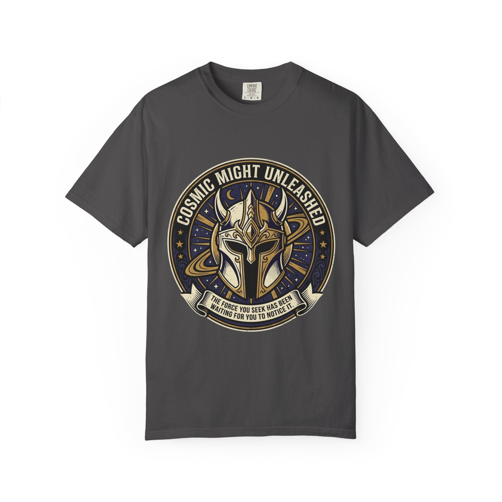 PRB Starforged Flex Cosmic Might Unleashed T-Shirt — Mythic Helmet Graphic Tee by Power Runs Black
