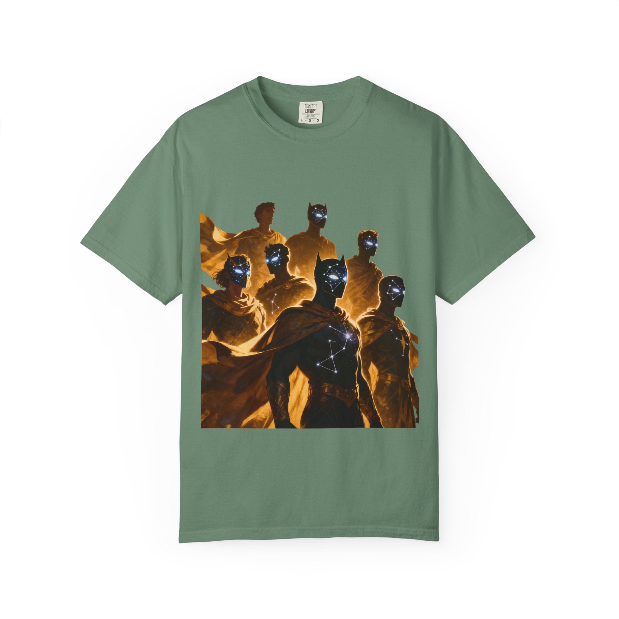 PRB Cosmic Heroes Graphic Tee (Golden Cloaks & Starry Faces) by Printify