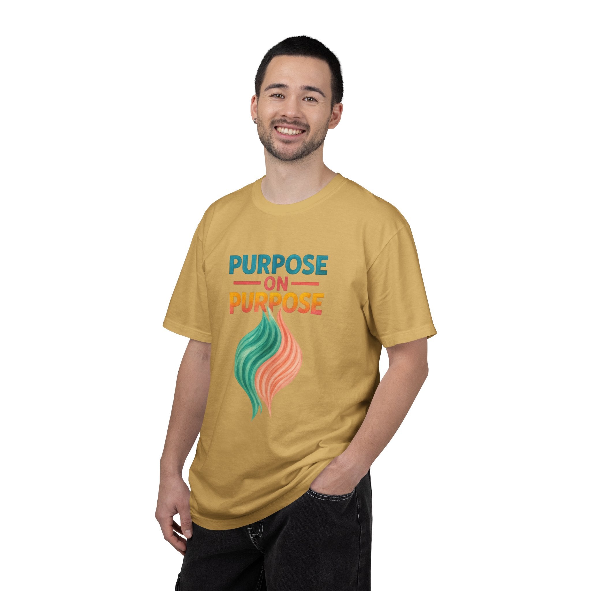 PRB Purpose On Purpose T-Shirt — Inspirational Graphic Tee with Abstract Wave Design by Power Runs Black