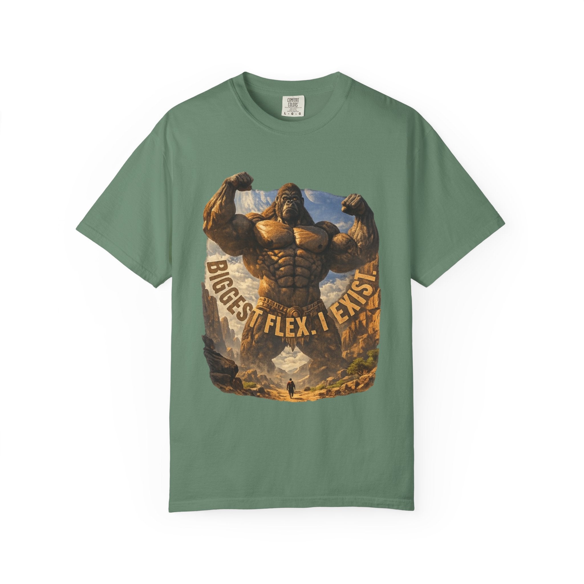 PRB Biggest Flex I Exist T-Shirt — Funny Muscle Gorilla Graphic Tee by Power Runs Black