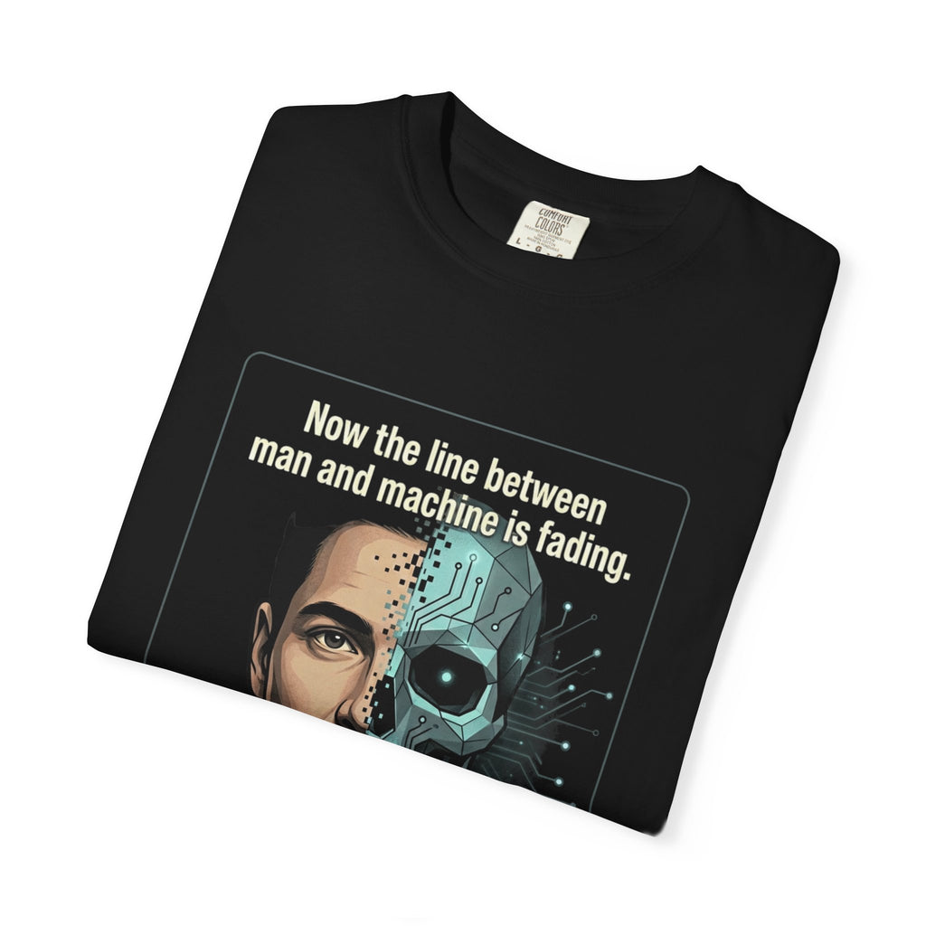 Power Runs Black AI Fusion Graphic T-Shirt — "The Core Age" Split Face Design by Power Runs Black