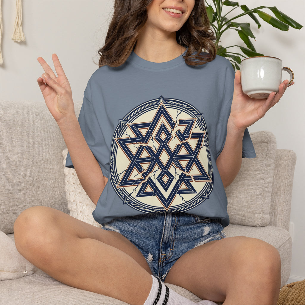Power Runs Black PRB Geometric Star Mandala T-Shirt — "Control Fractures the Flow" Graphic Tee by Power Runs Black