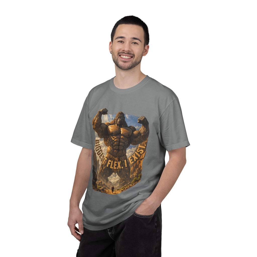 Power Runs Black PRB Biggest Flex I Exist T-Shirt — Funny Muscle Gorilla Graphic Tee by Printify