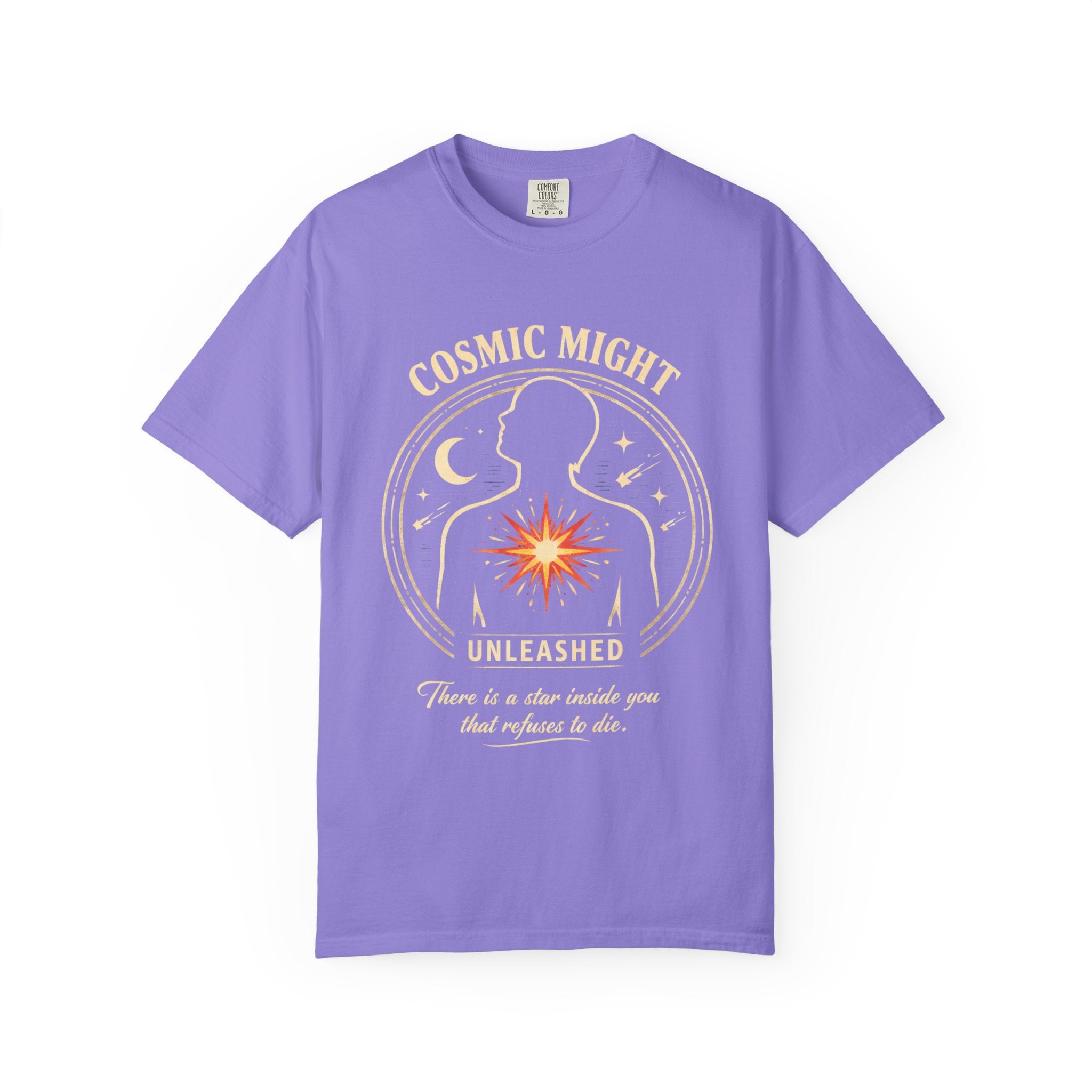 PRB Starforged Flex Cosmic Might T-Shirt — "Unleashed" Astral Heart Graphic Tee by Power Runs Black