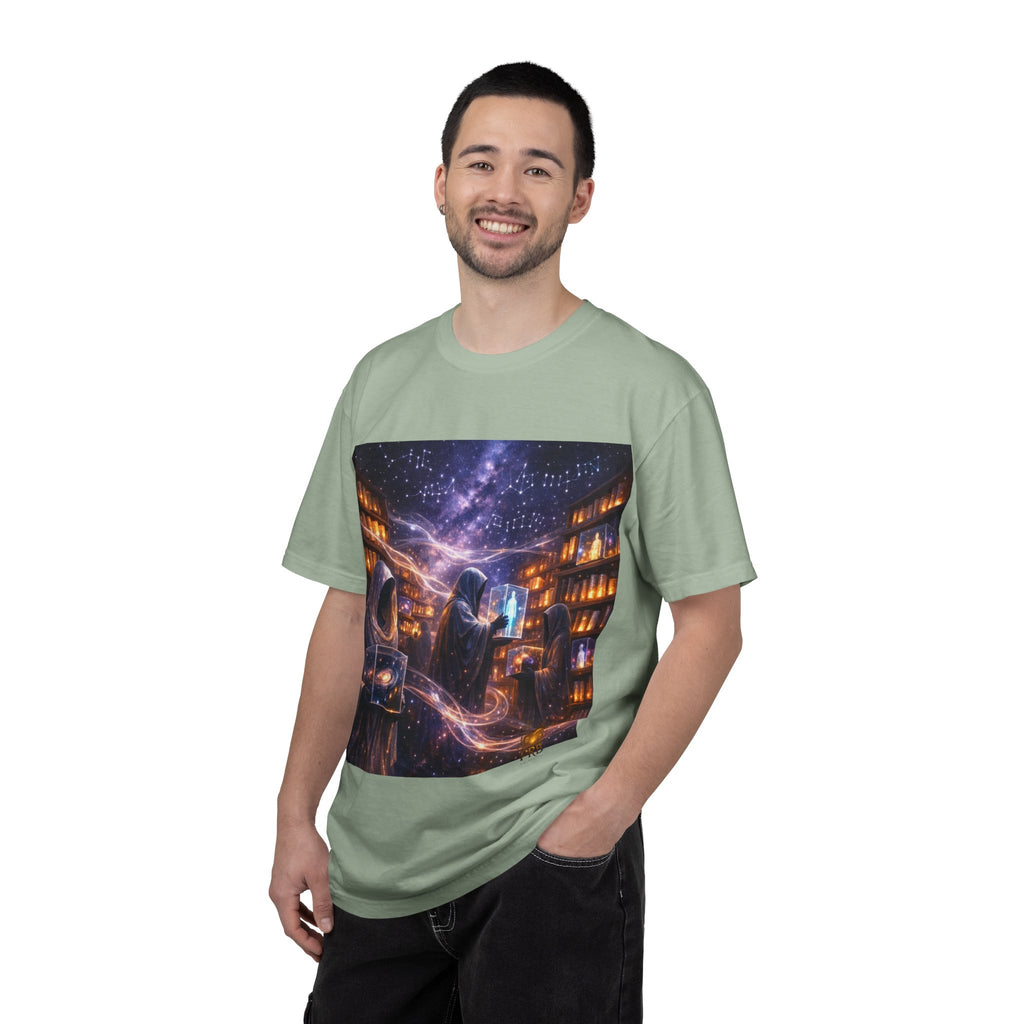 PRB Mystic Library Wizards T-Shirt — Cosmic Sorcerer Art Tee by Power Runs Black