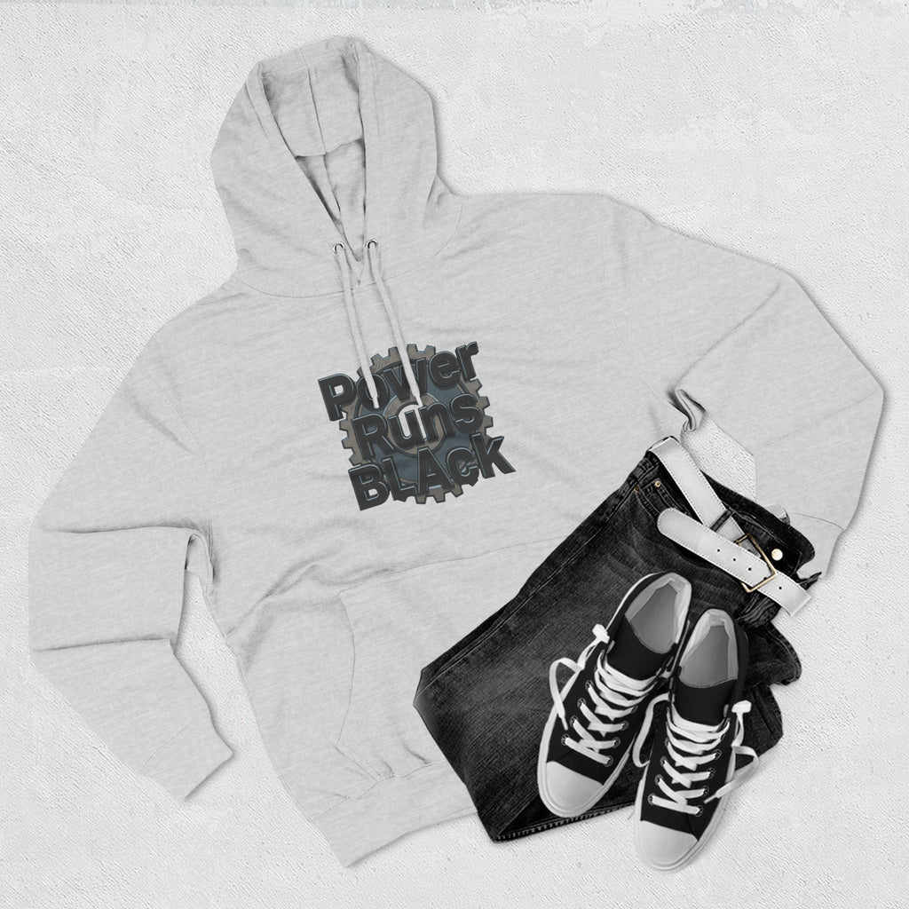 PRB Built of Power Graphic Hoodie — ‘Power Runs Black’ Industrial Mech Design by Power Runs Black