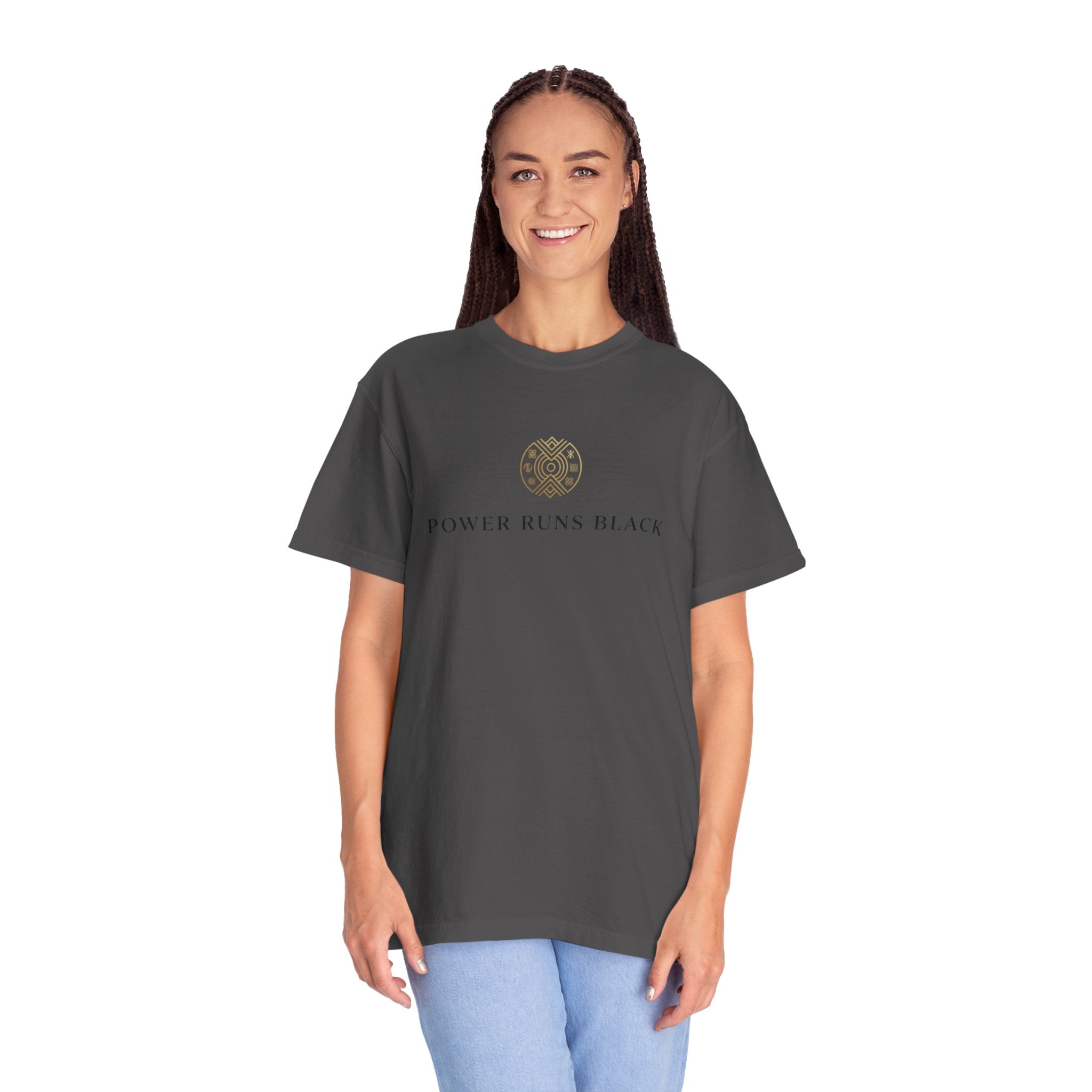 Power Runs Black PRB Graphic T-Shirt — Minimal Emblem Tee by Power Runs Black