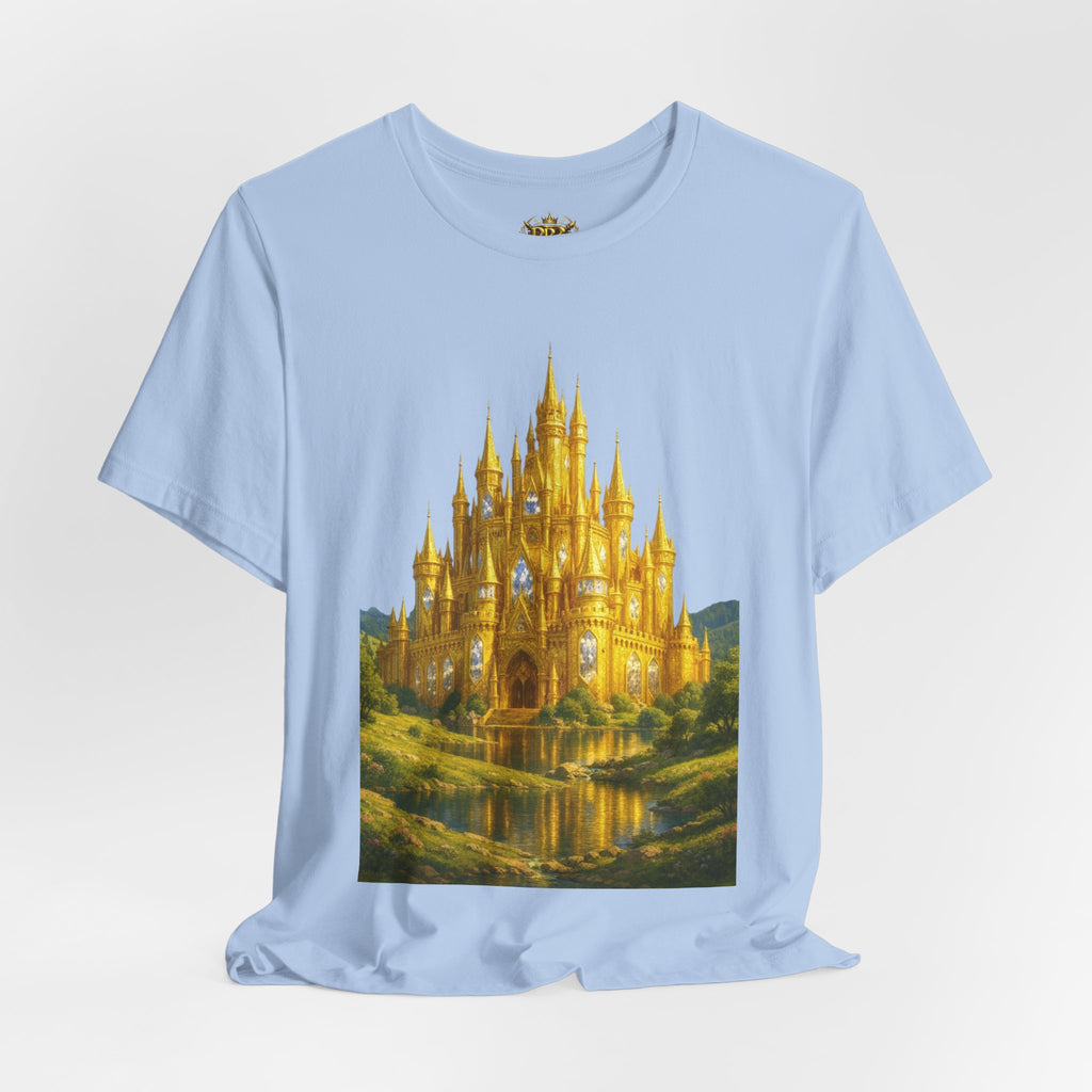PRB Golden Fantasy Castle Tee | Magical Kingdom Illustration, Fairytale Scene by Power Runs Black