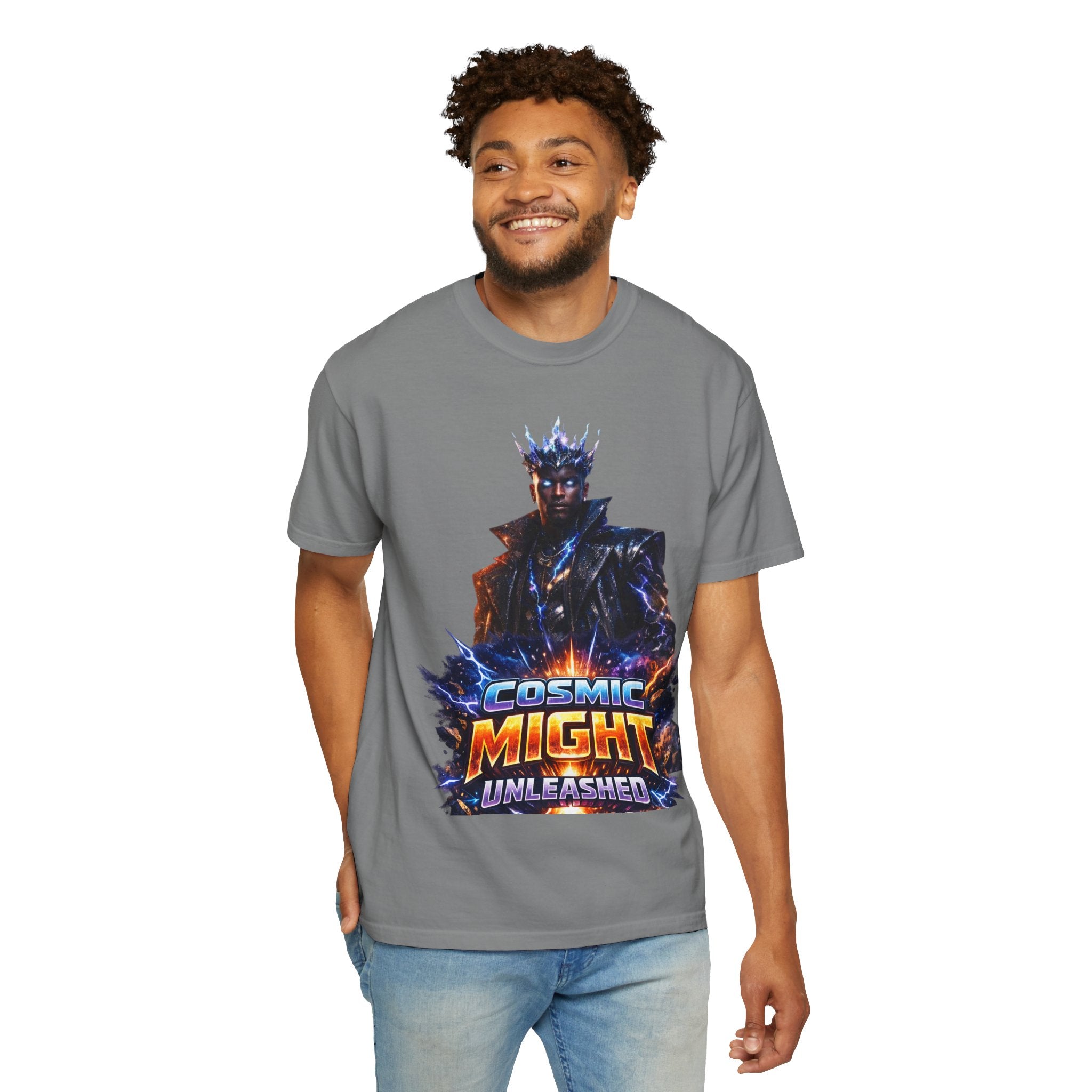 PRB Cosmic Might Unleashed T-shirt | Space Warrior Graphic Tee by Printify