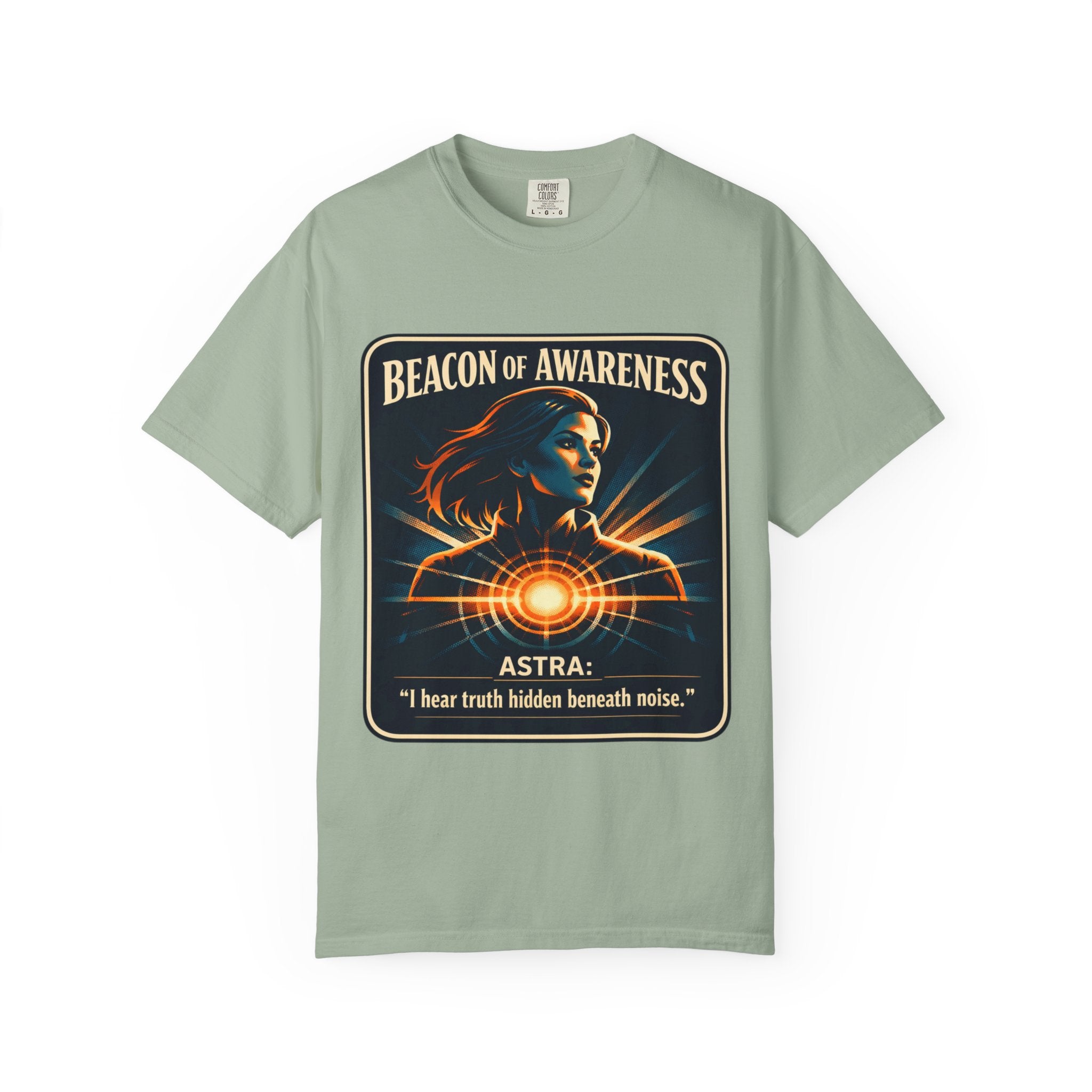 Power Runs Black Beacon of Awareness T-Shirt — “Astra: I hear truth hidden beneath noise” Cosmic Graphic Tee by Power Runs Black