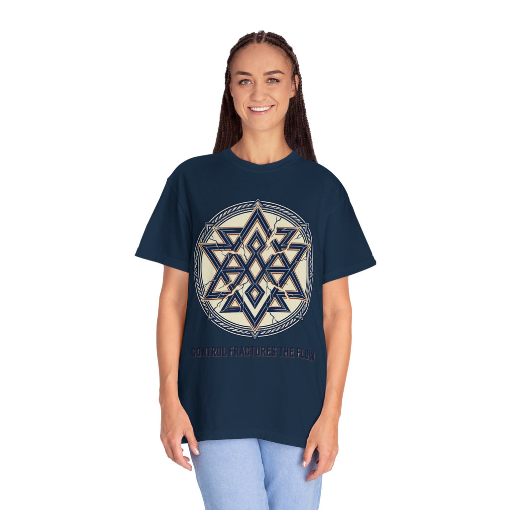 Power Runs Black PRB Geometric Star Mandala T-Shirt — "Control Fractures the Flow" Graphic Tee by Power Runs Black