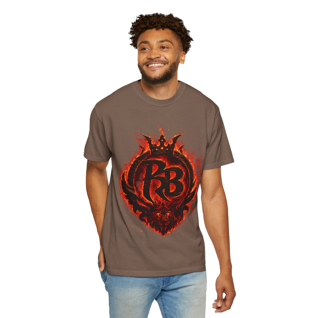 Power Runs Back PRB Flame Logo T-shirt | Fiery Emblem Tee, Grunge Rock Chic by Power Runs Black