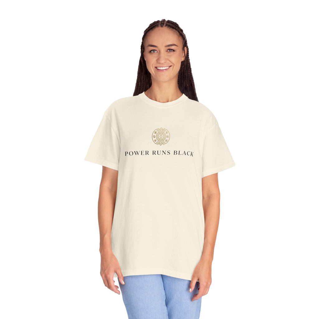 Power Runs Black PRB Graphic T-Shirt — Minimal Emblem Tee by Power Runs Black