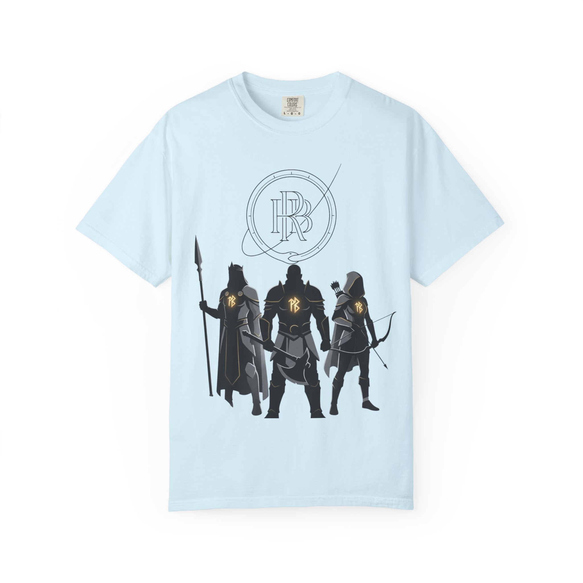 Printify PRB Fantasy Warrior Party T-Shirt — Knight, Archer & Spearfighter Silhouette Tee - T-Shirt