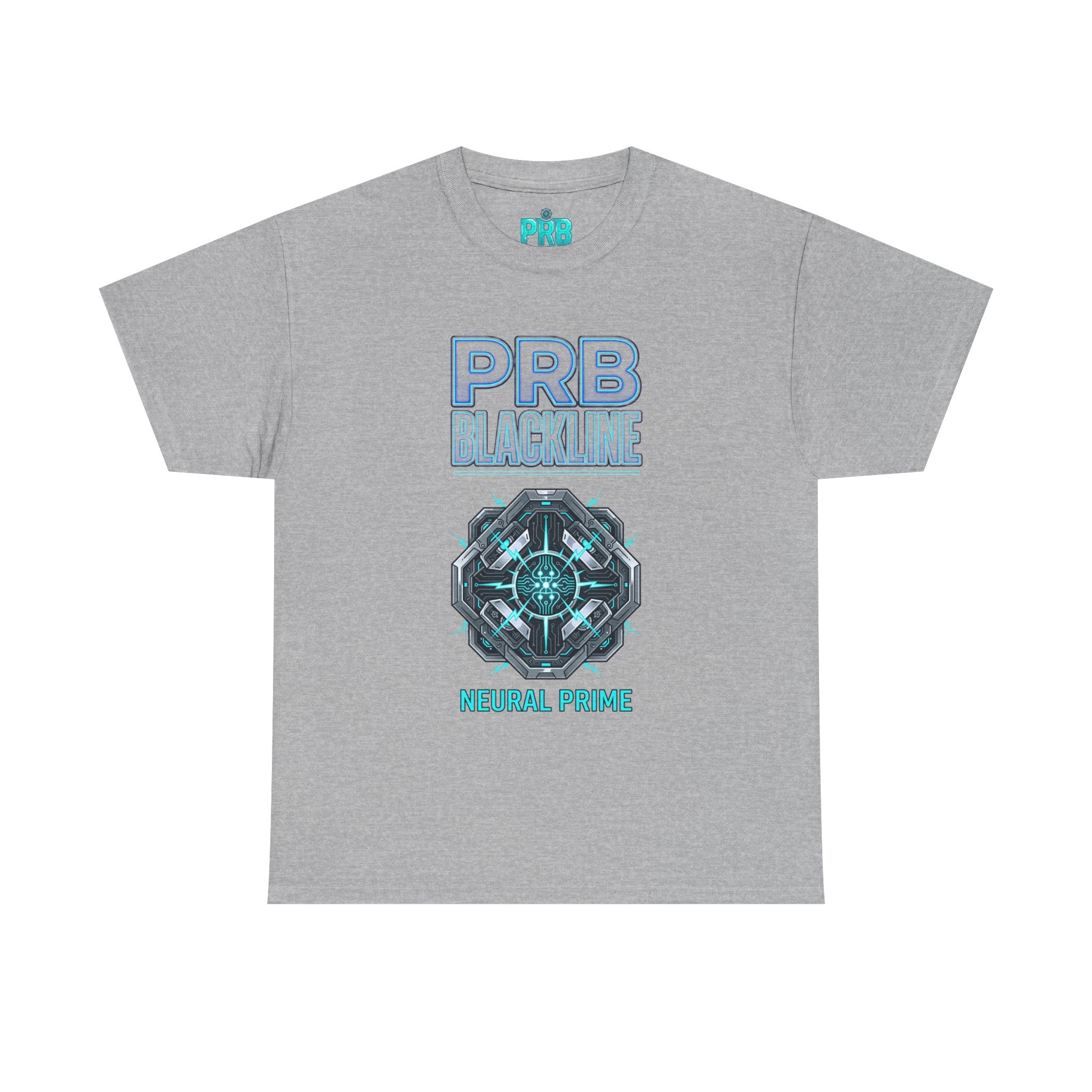PRB Blackline Neural Prime Tech Tee — Futuristic Sci‑Fi Circuit Graphic T-Shirt by Power Runs Black