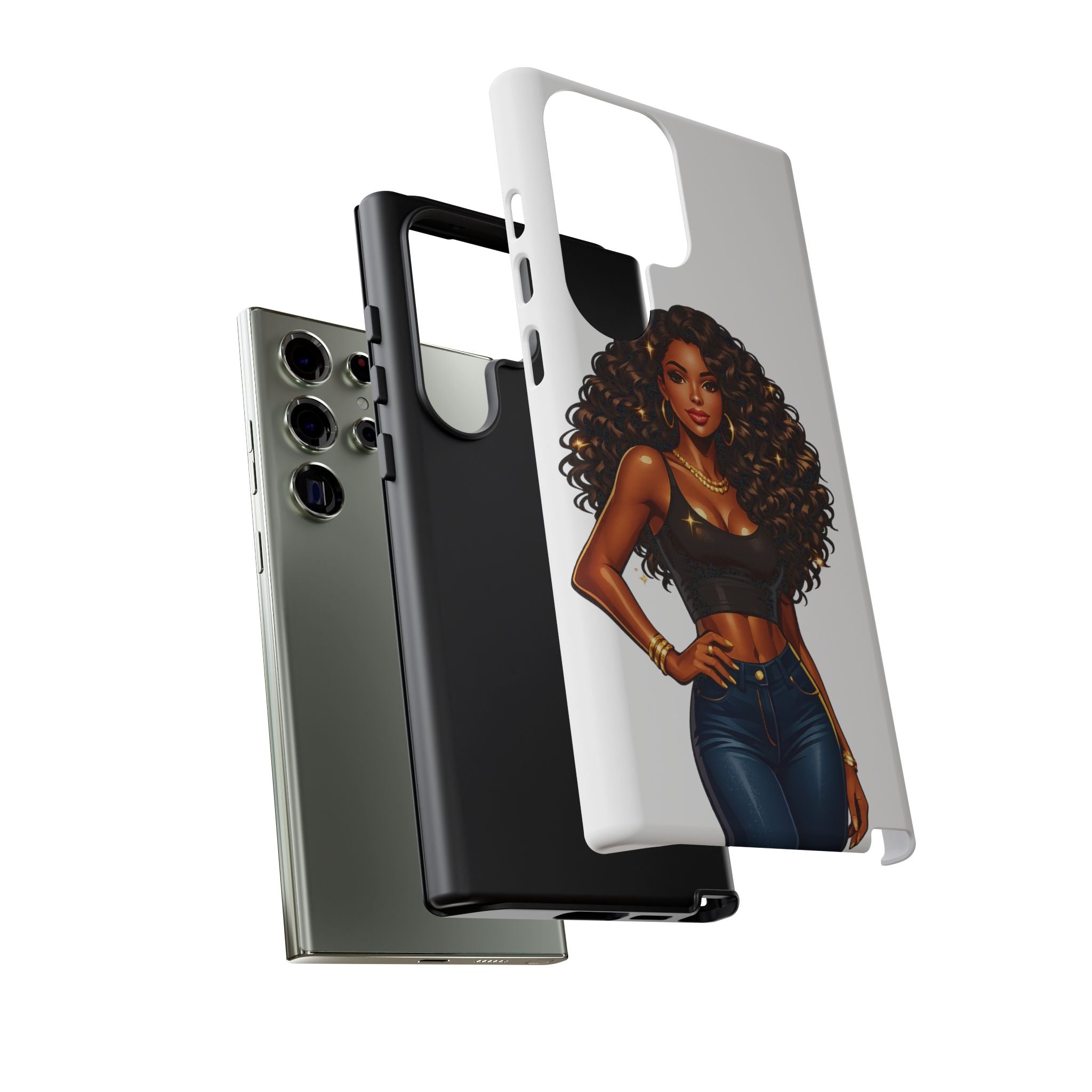 Pretty Rich Bitch by PRB Curly Hair Phone Case by Power Runs Black