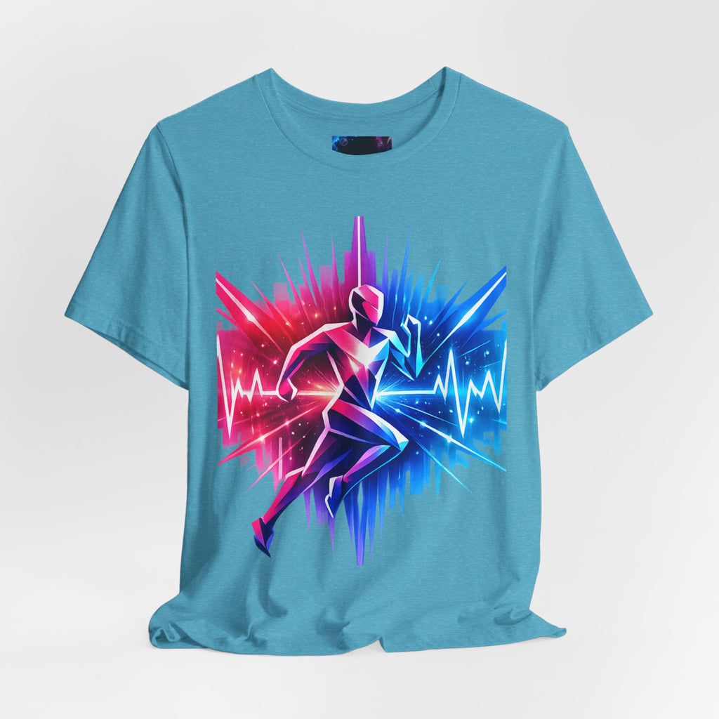 Power Runs Black PRB Running Pulse Graphic Tee — Neon Runner Heartbeat Sports T‑Shirt by Power Runs Black