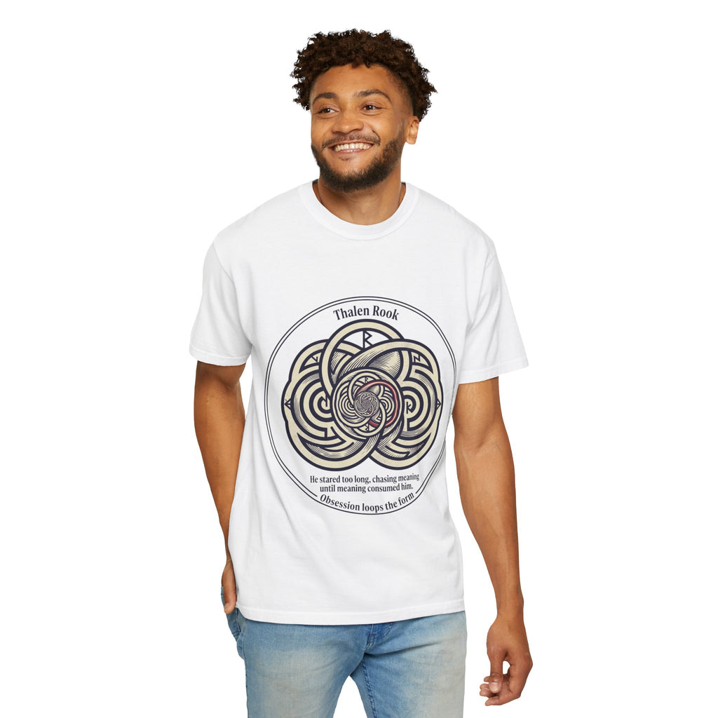 Power Runs Black PRB Thalen Rook Celtic Knot Graphic T-Shirt — "He stared too long..." Quote Tee by Printify