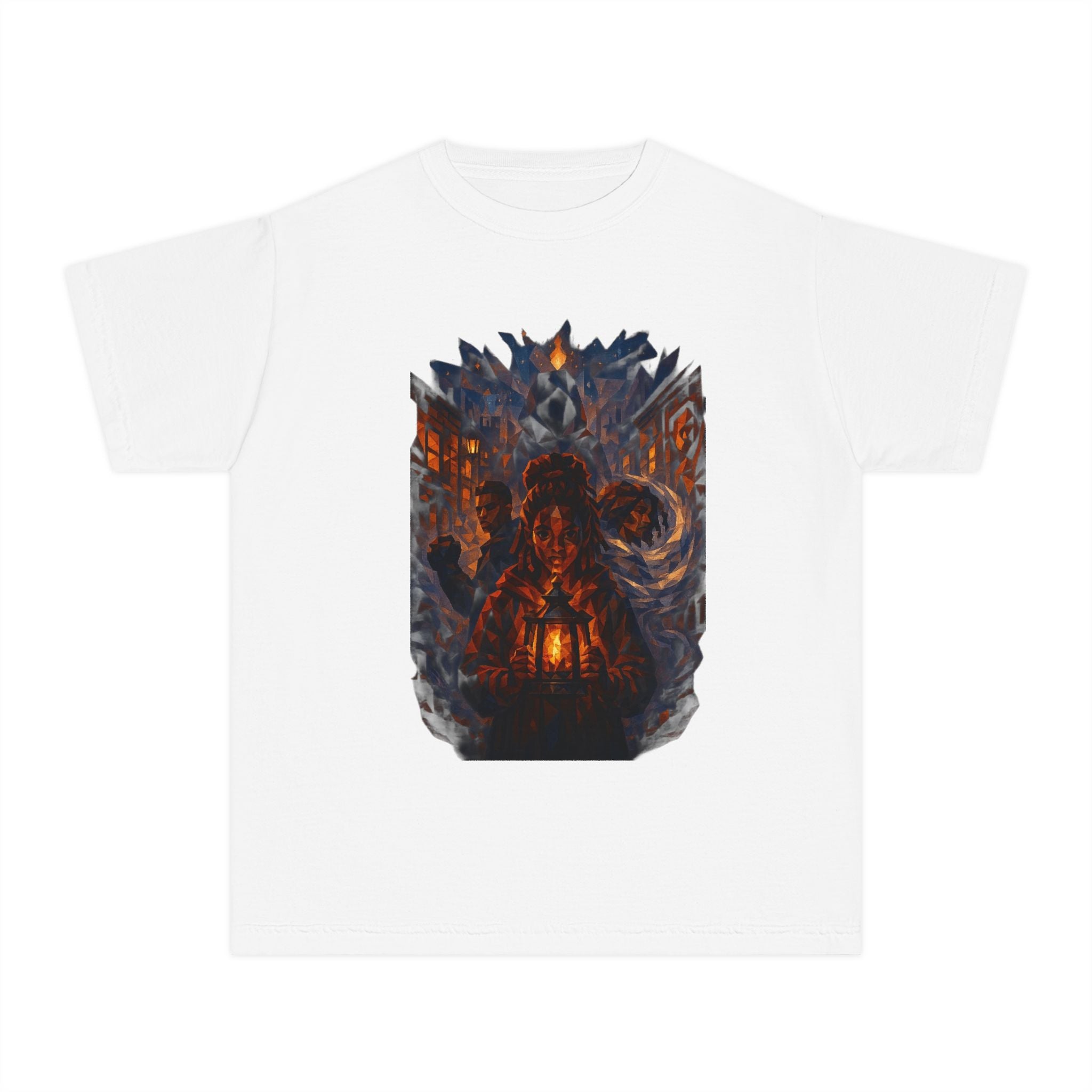 Power Runs Black PRB Youth Tee - Haunted Lantern Fantasy Forest Graphic by Power Runs Black