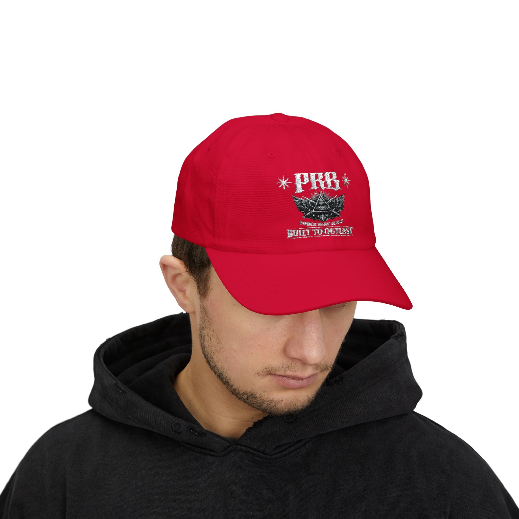 PRB Dad Cap — Vintage Crest Embroidered Baseball Hat by Power Runs Black
