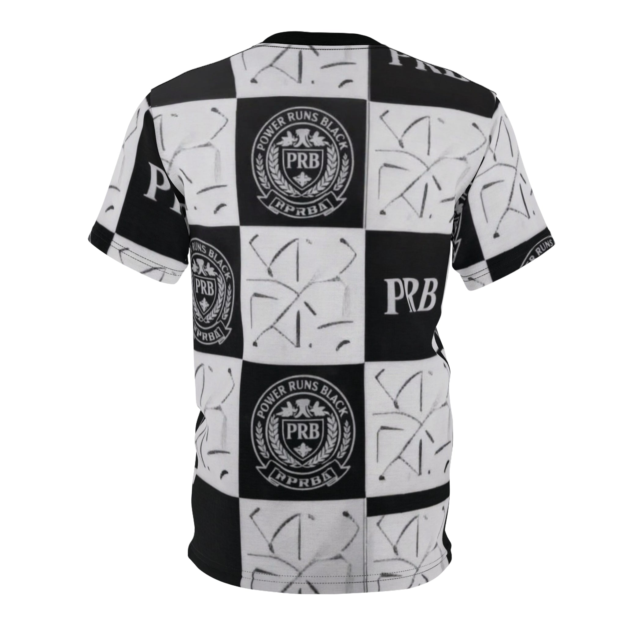 PRB Checkerboard All-Over Print Tee by Power Runs Black