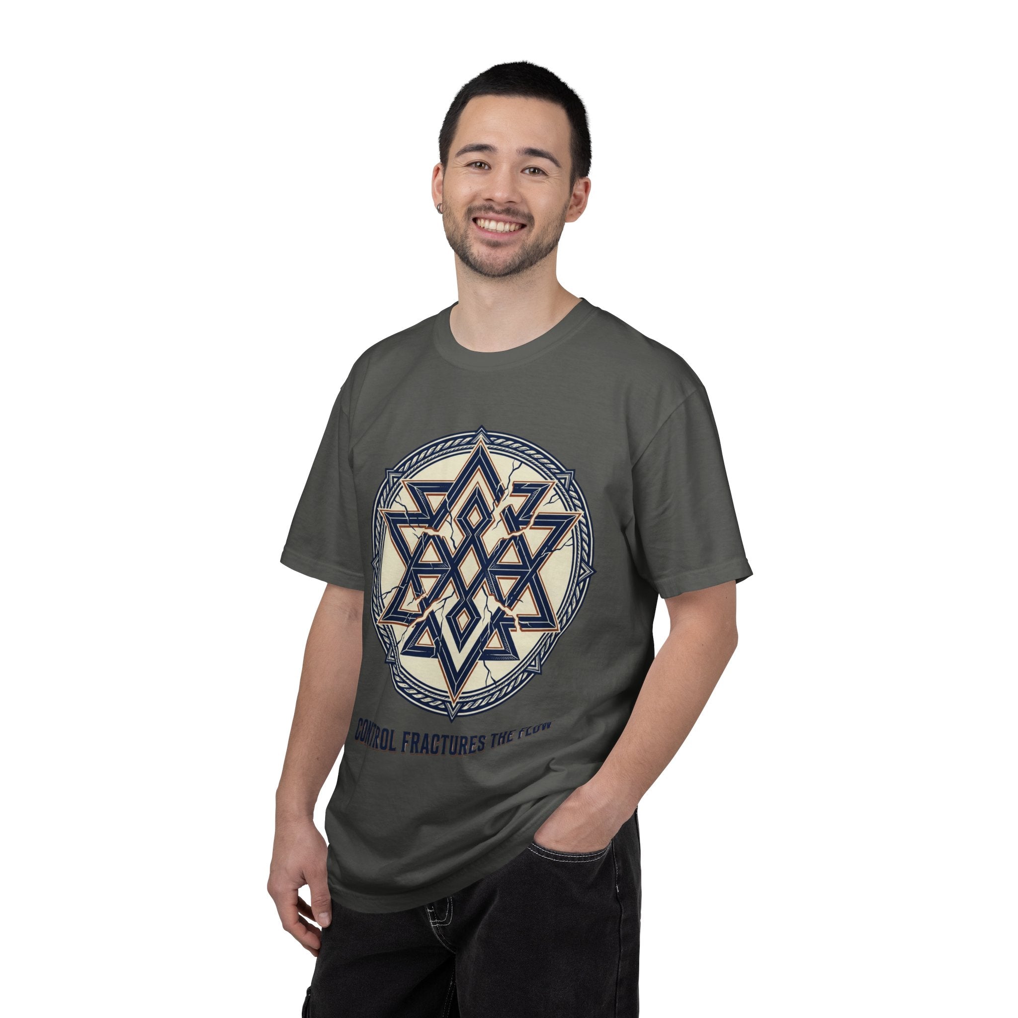 Power Runs Black PRB Geometric Star Mandala T-Shirt — "Control Fractures the Flow" Graphic Tee by Power Runs Black