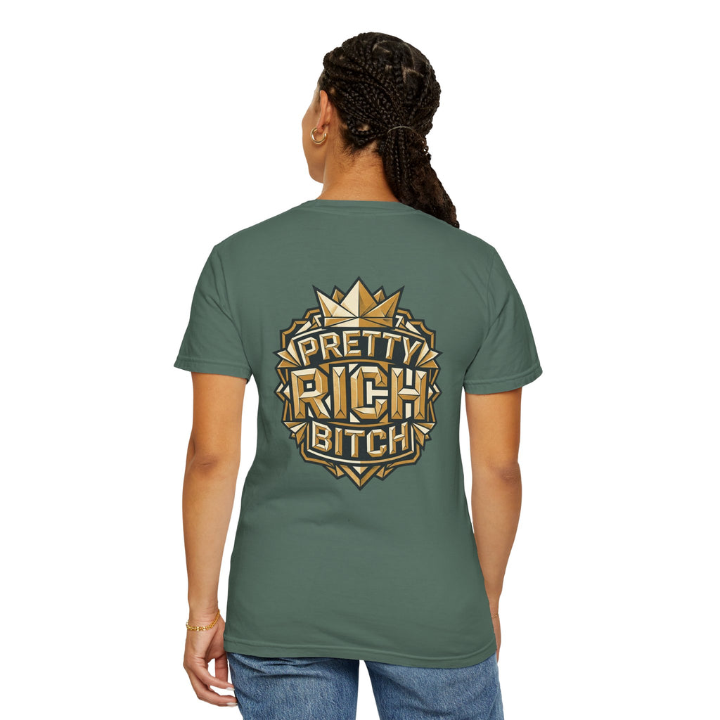 Pretty Rich Bitch The Collection by PRB T-Shirt — Bold Graphic Tee with Empowered Woman Portrait by Power Runs Black
