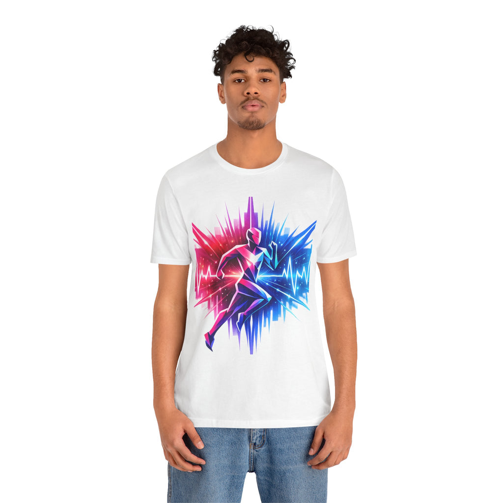 Power Runs Black PRB Running Pulse Graphic Tee — Neon Runner Heartbeat Sports T‑Shirt by Power Runs Black