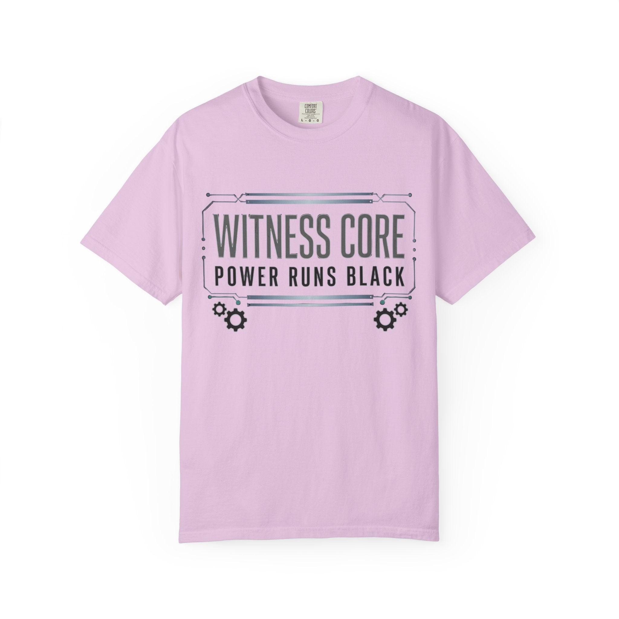 Printify PRB Witness Core Power Runs Black T-shirt | Tech Industrial Graphic Tee - T-Shirt