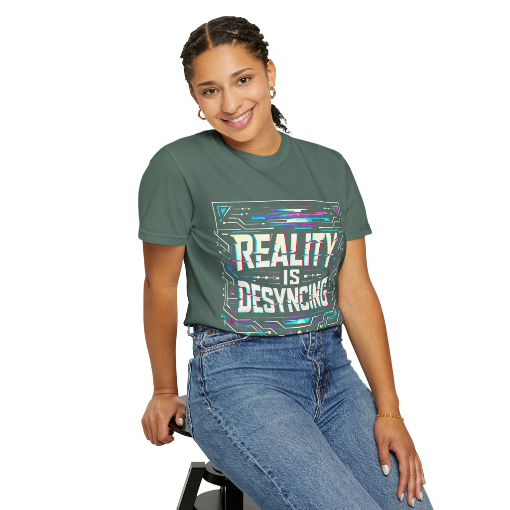 Power Runs Black PRB Glitchy Pastel "Reality Is Desyncing" T-Shirt by Printify