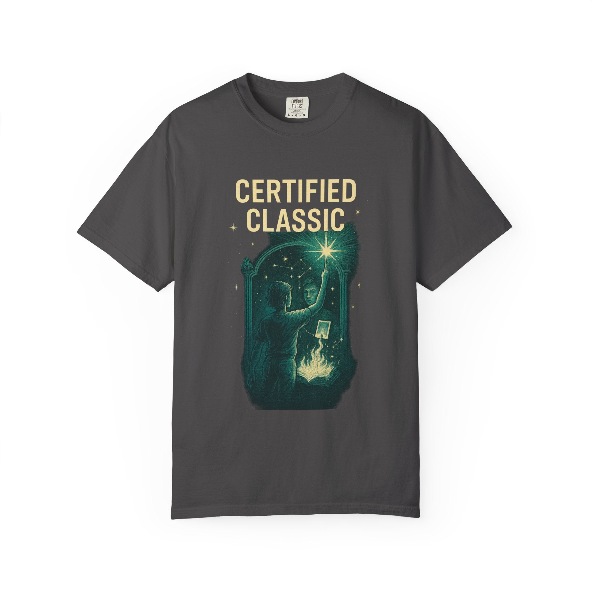 PRB Certified Classic illustration T-shirt | vintage camping, night sky, campfire by Power Runs Black