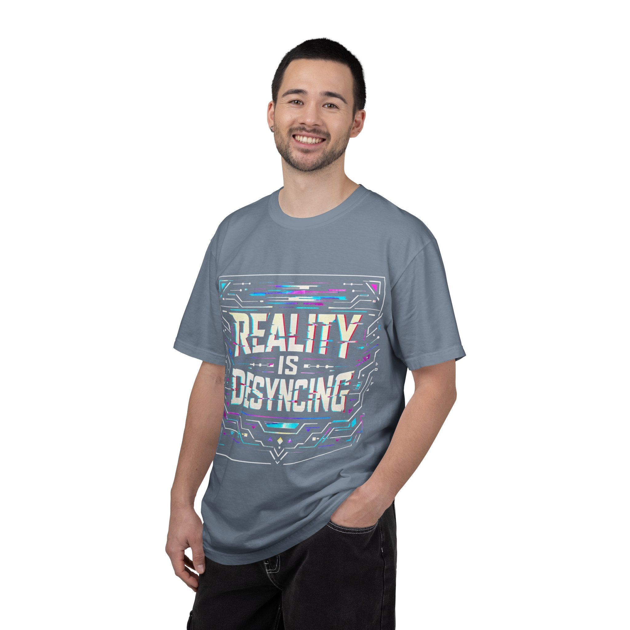 Power Runs Black PRB Glitchy Pastel "Reality Is Desyncing" T-Shirt by Printify