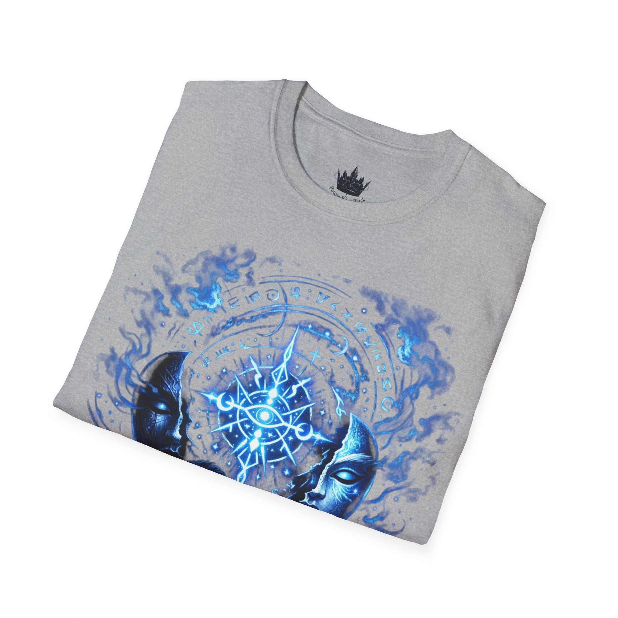 PRB Mystic Oceanic Spell T-Shirt — Blue Serpent & Moon Magic Tee by Power Runs Black