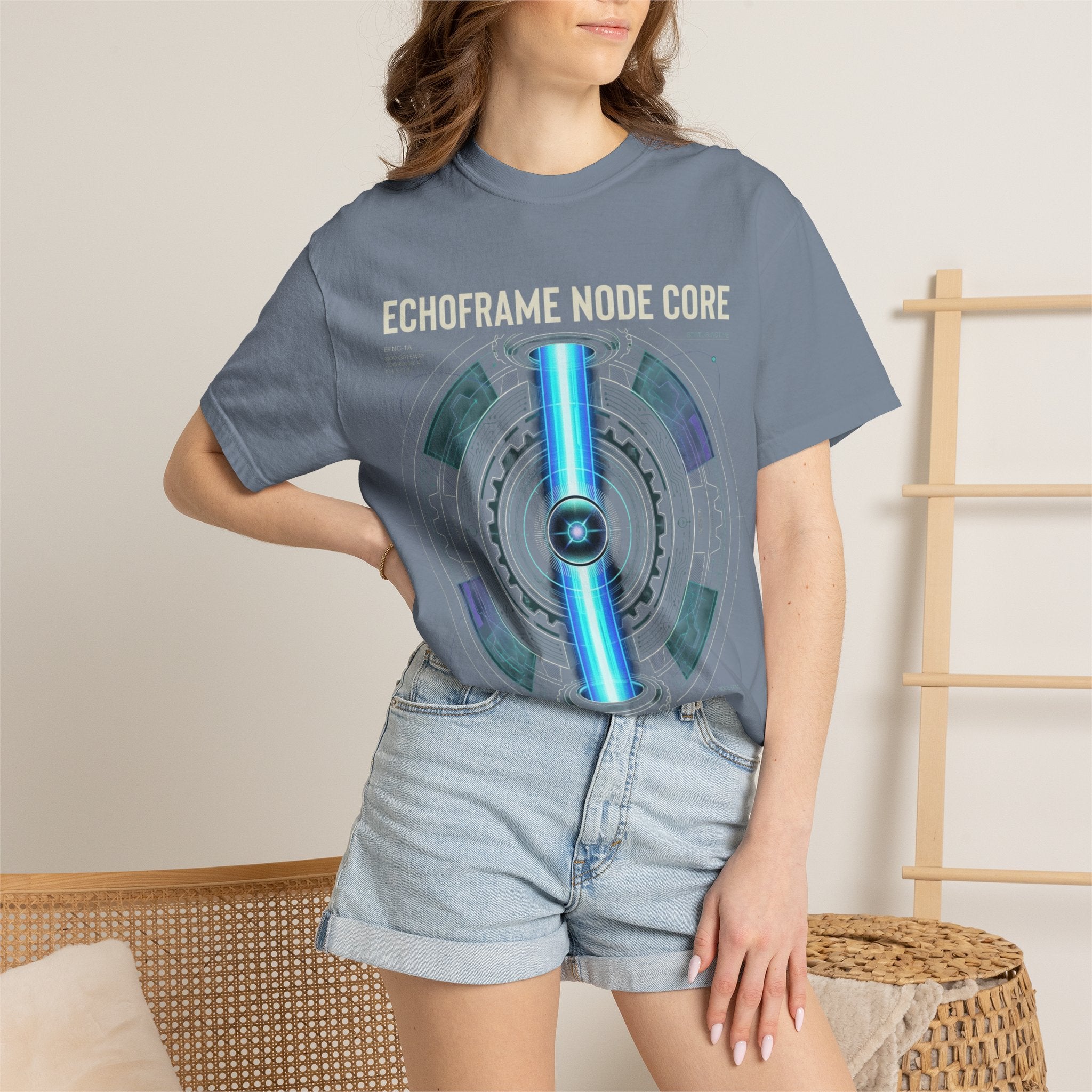 Power Runs Black PRB Echoframe Node Core T-Shirt — Futuristic Tech Graphic Tee by Power Runs Black