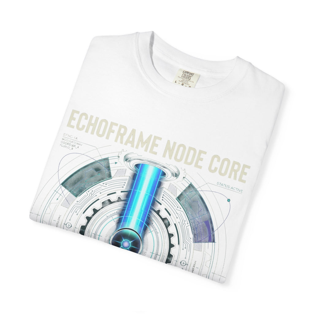 Power Runs Black PRB Echoframe Node Core T-Shirt — Futuristic Tech Graphic Tee by Power Runs Black