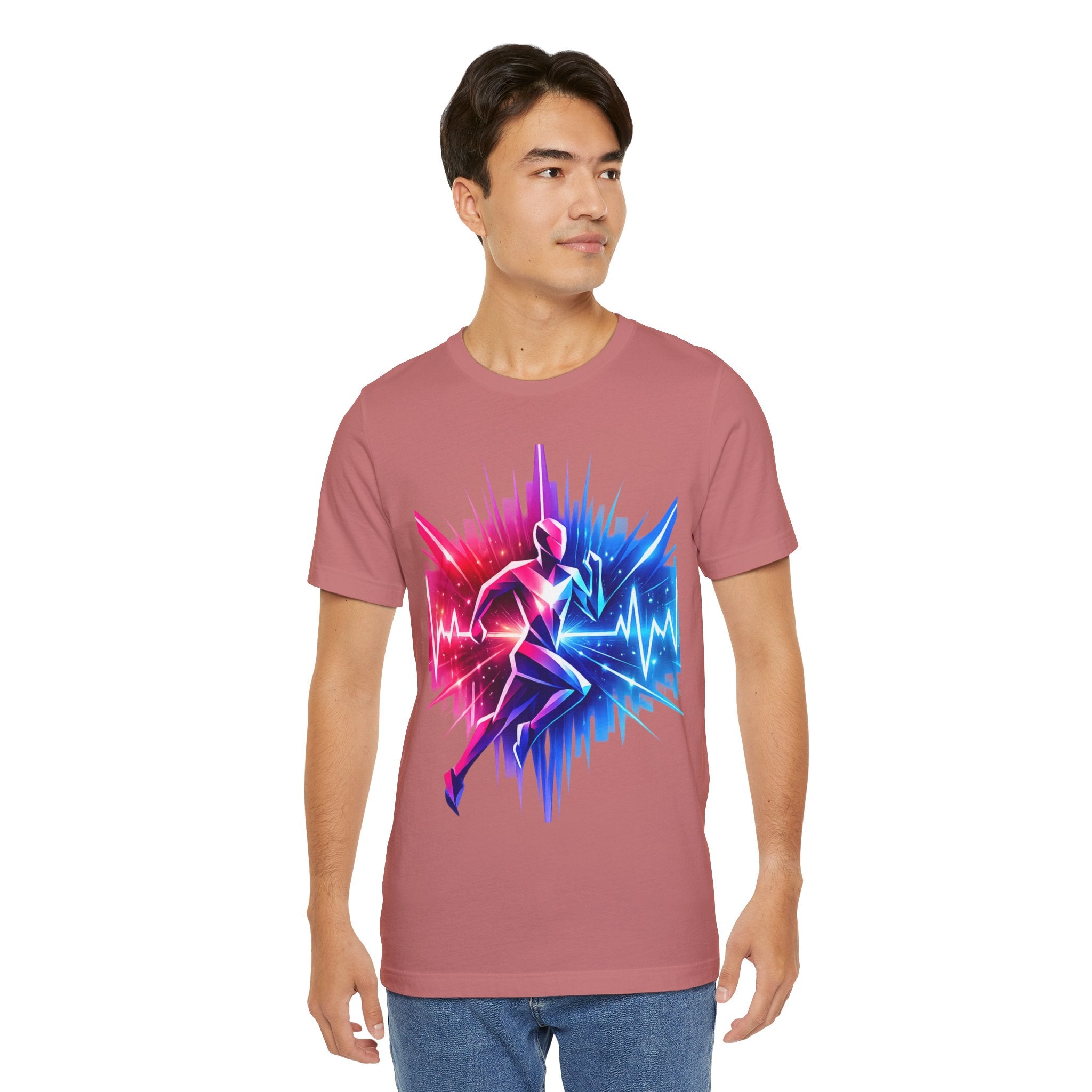 Power Runs Black PRB Running Pulse Graphic Tee — Neon Runner Heartbeat Sports T‑Shirt by Power Runs Black