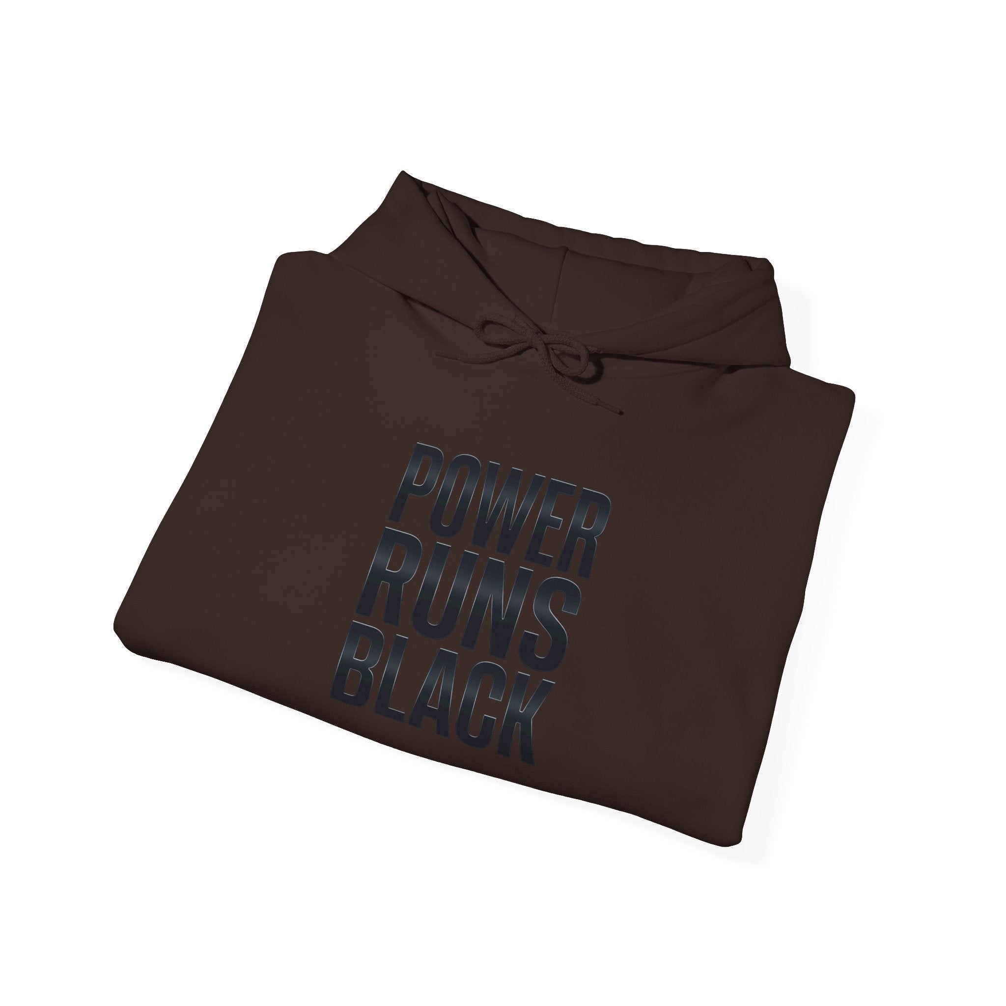 Power Runs Black Hoodie — Bold Graphic Athletic Streetwear by Printify